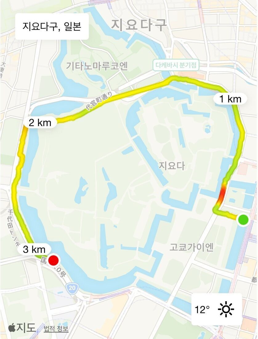 황궁런 두 번째 구간 러닝 앱 경로 지도