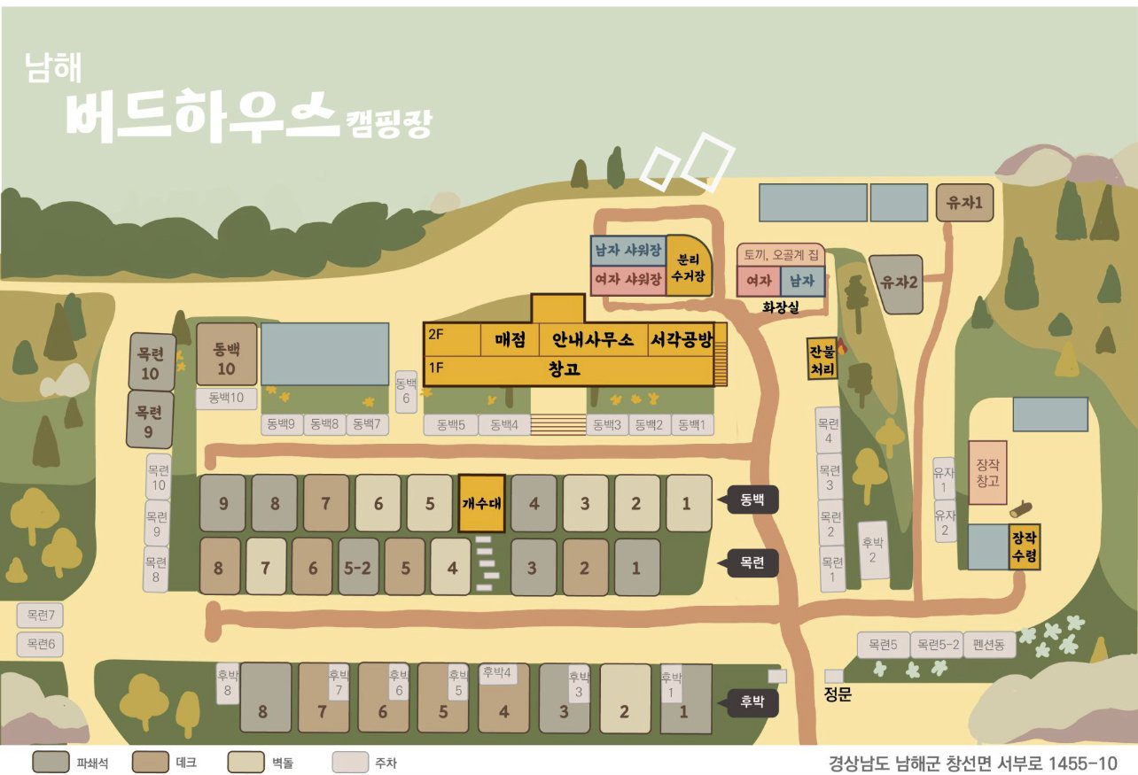 남해 버드하우스 캠핑장 사이트 소개 및 명당자리 추천 - 4