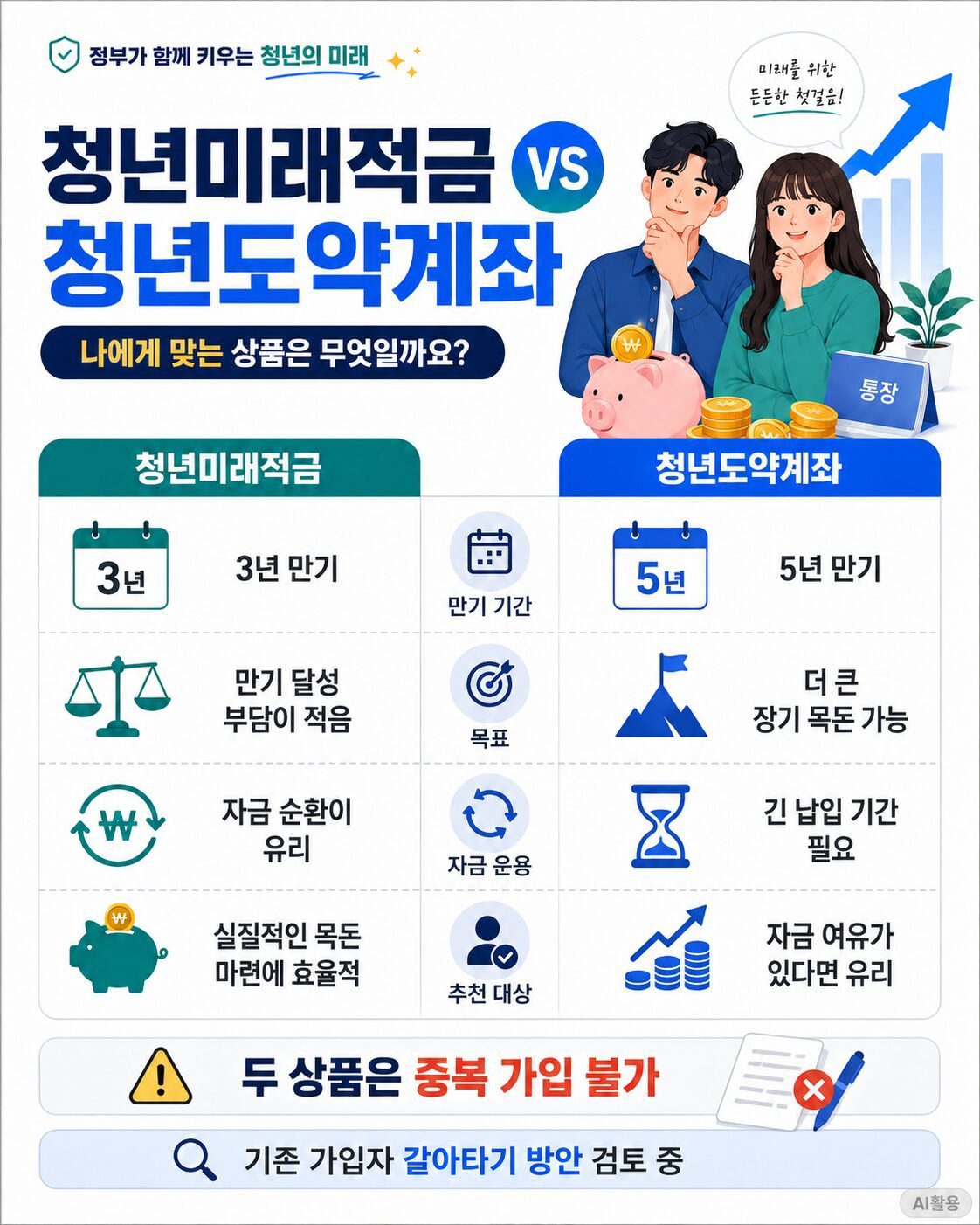 청년미래적금과 청년도약계좌 비교 