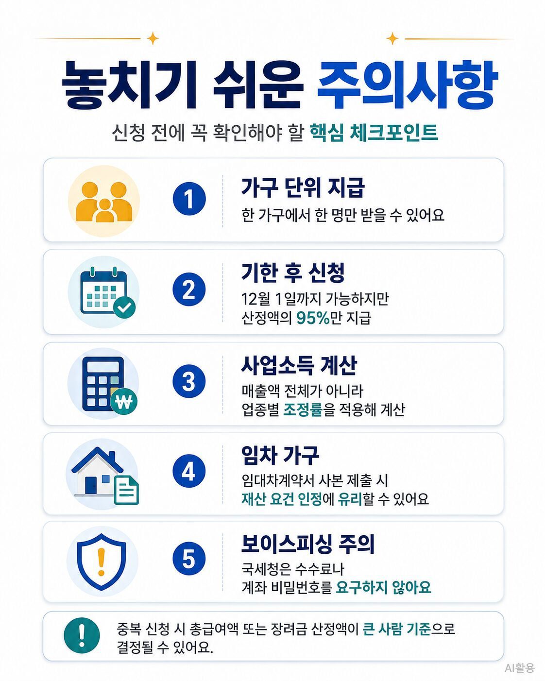 근로장려금 신청 및 자녀장려금 신청 시 주의사항